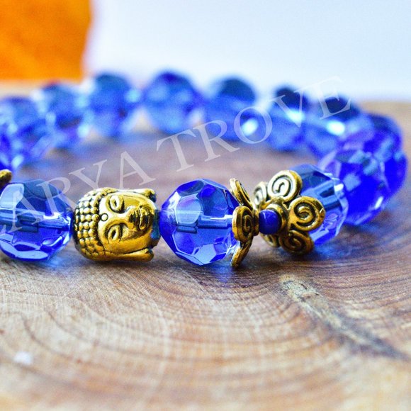 Blue Beaded Buddha Spiritual Bracelet - Picture 2 of 5